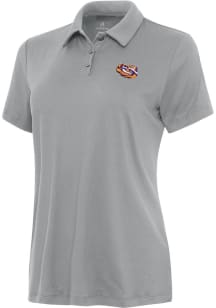 Antigua LSU Tigers Womens Grey Tigers Eye Reprocess Recycled Short Sleeve Polo Shirt
