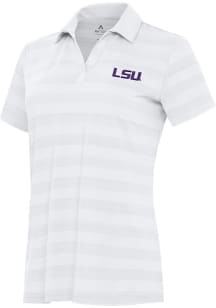 Antigua LSU Tigers Womens White Tunnel Short Sleeve Polo Shirt
