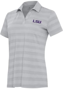 Antigua LSU Tigers Womens Grey Tunnel Short Sleeve Polo Shirt