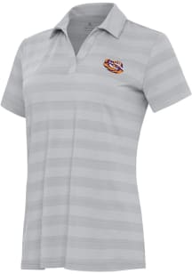 Antigua LSU Tigers Womens Grey Tigers Eye Tunnel Short Sleeve Polo Shirt