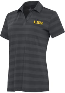 Antigua LSU Tigers Womens Grey Tunnel Short Sleeve Polo Shirt
