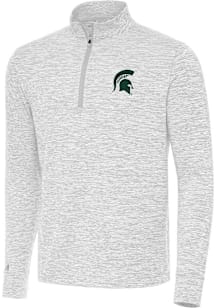 Antigua Michigan State Spartans Mens Grey Cause Long Sleeve Qtr Zip Pullover