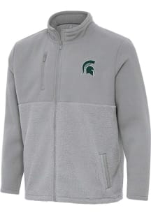 Mens Michigan State Spartans Grey Antigua Daily Fused Medium Weight Jacket