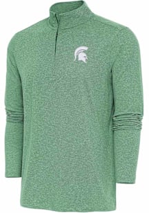 Antigua Michigan State Spartans Mens Green Hunk Long Sleeve Qtr Zip Pullover