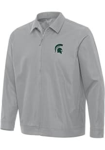 Mens Michigan State Spartans Grey Antigua Pivot Light Weight Jacket