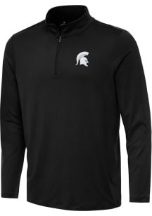 Mens Michigan State Spartans Black Antigua Reprocess Recycled Qtr Zip Pullover