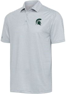 Mens Michigan State Spartans Grey Antigua Skills Short Sleeve Polo Shirt