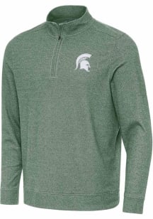 Mens Michigan State Spartans Green Antigua Subtle Qtr Zip Pullover