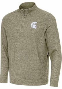 Antigua Michigan State Spartans Mens Olive Subtle Long Sleeve Qtr Zip Pullover