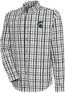 Mens Michigan State Spartans Black Antigua Tending Long Sleeve Dress Shirt