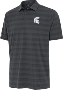 Mens Michigan State Spartans Grey Antigua Tunnel Short Sleeve Polo Shirt