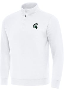 Antigua Michigan State Spartans Mens White Victory Long Sleeve Qtr Zip Pullover
