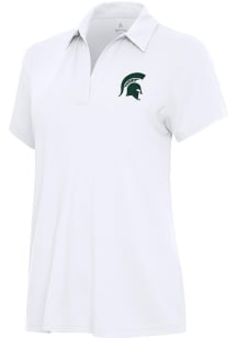 Womens Michigan State Spartans White Antigua Era Short Sleeve Polo Shirt