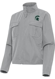 Womens Michigan State Spartans Grey Antigua Even Par Light Weight Jacket