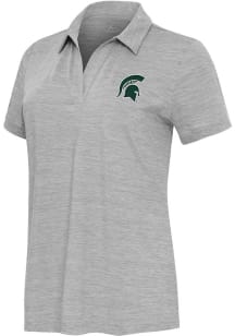 Womens Michigan State Spartans Grey Antigua Layout Short Sleeve Polo Shirt