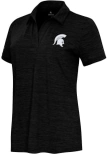 Womens Michigan State Spartans Black Antigua Layout Short Sleeve Polo Shirt