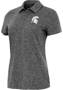 Womens Michigan State Spartans Black Antigua Matter Short Sleeve Polo Shirt