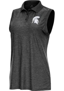 Womens Michigan State Spartans Black Antigua Recap Polo Shirt