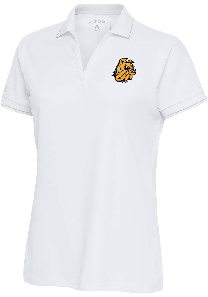 Antigua UMD Bulldogs Womens White Affluent Short Sleeve Polo Shirt