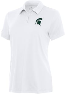 Womens Michigan State Spartans White Antigua Reprocess Recycled Short Sleeve Polo Shirt