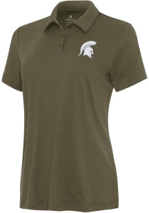 Womens Michigan State Spartans Olive Antigua Reprocess Recycled Short Sleeve Polo Shirt