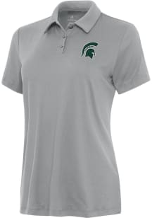 Womens Michigan State Spartans Grey Antigua Reprocess Recycled Short Sleeve Polo Shirt