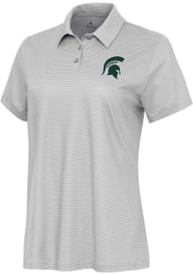 Womens Michigan State Spartans White Antigua Rings Short Sleeve Polo Shirt