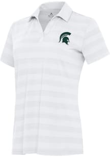 Womens Michigan State Spartans White Antigua Tunnel Short Sleeve Polo Shirt