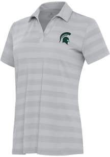 Womens Michigan State Spartans Grey Antigua Tunnel Short Sleeve Polo Shirt