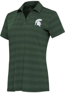 Womens Michigan State Spartans Green Antigua Tunnel Short Sleeve Polo Shirt