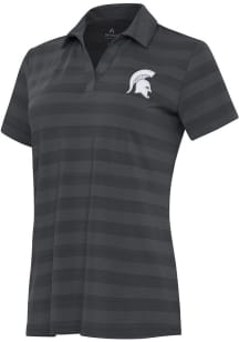 Womens Michigan State Spartans Grey Antigua Tunnel Short Sleeve Polo Shirt