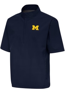 Antigua Michigan Wolverines Mens Navy Blue Brisk Short Sleeve Jacket