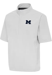 Antigua Michigan Wolverines Mens Grey Brisk Short Sleeve Jacket