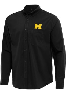 Mens Michigan Wolverines  Antigua Flight Long Sleeve Dress Shirt