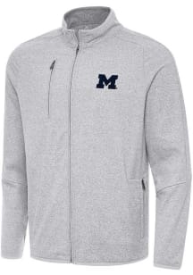 Mens Michigan Wolverines Grey Antigua Hold Up Light Weight Jacket