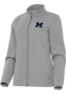 Womens Michigan Wolverines Grey Antigua Links Light Weight Jacket