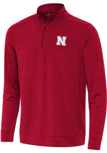 Mens Nebraska Cornhuskers Red Antigua Bright Qtr Zip Pullover