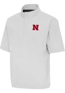 Antigua Nebraska Cornhuskers Mens Grey Brisk Short Sleeve Jacket