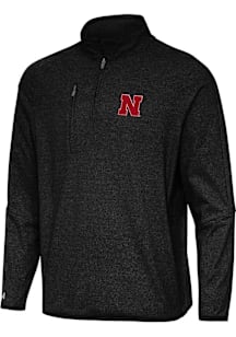 Antigua Nebraska Cornhuskers Mens Black Certain Long Sleeve Qtr Zip Pullover