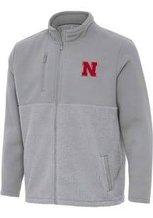 Mens Nebraska Cornhuskers Grey Antigua Daily Fused Medium Weight Jacket