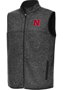 Antigua Nebraska Cornhuskers Mens Black Fortune Sleeveless Jacket