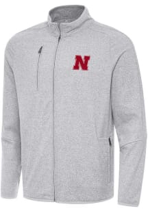 Mens Nebraska Cornhuskers Grey Antigua Hold Up Light Weight Jacket