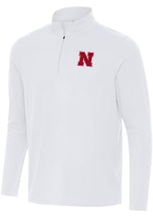 Mens Nebraska Cornhuskers White Antigua Intent Qtr Zip Pullover