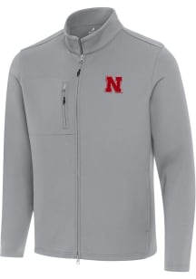 Mens Nebraska Cornhuskers Grey Antigua Objection Light Weight Jacket