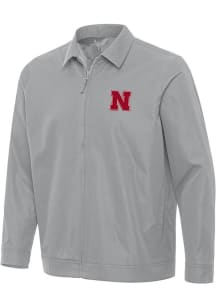 Mens Nebraska Cornhuskers Grey Antigua Pivot Light Weight Jacket