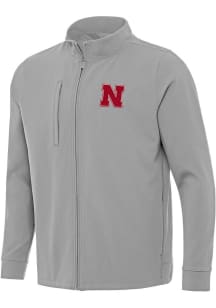 Mens Nebraska Cornhuskers Grey Antigua Regard Light Weight Jacket