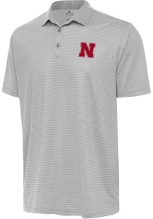 Mens Nebraska Cornhuskers White Antigua Rings Short Sleeve Polo Shirt