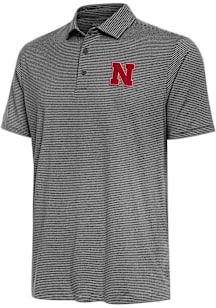 Antigua Nebraska Cornhuskers Mens Black Scheme Short Sleeve Polo