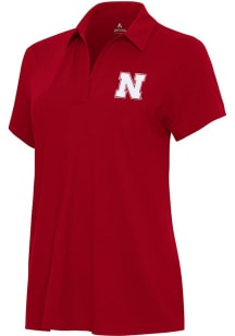 Womens Nebraska Cornhuskers Red Antigua Era Short Sleeve Polo Shirt