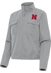 Antigua Nebraska Cornhuskers Womens Grey Even Par Light Weight Jacket